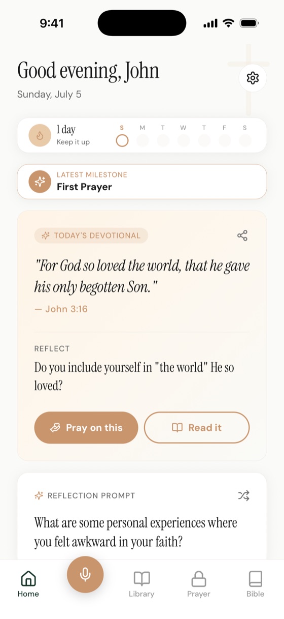 The Reverence home with today's devotional verse and a reflection question